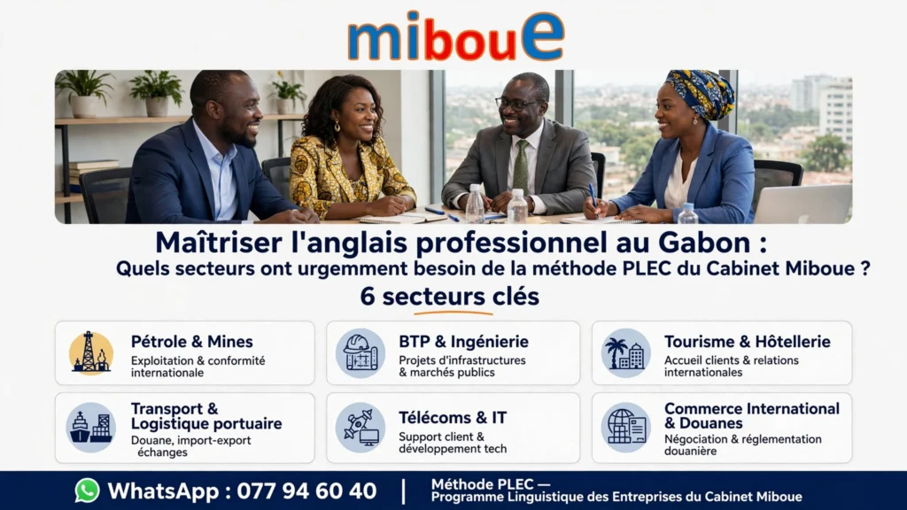 Maîtriser l&rsquo;anglais professionnel au Gabon : Quels secteurs d&rsquo;activité ont urgemment besoin de la méthode PLEC du Cabinet Miboue ?