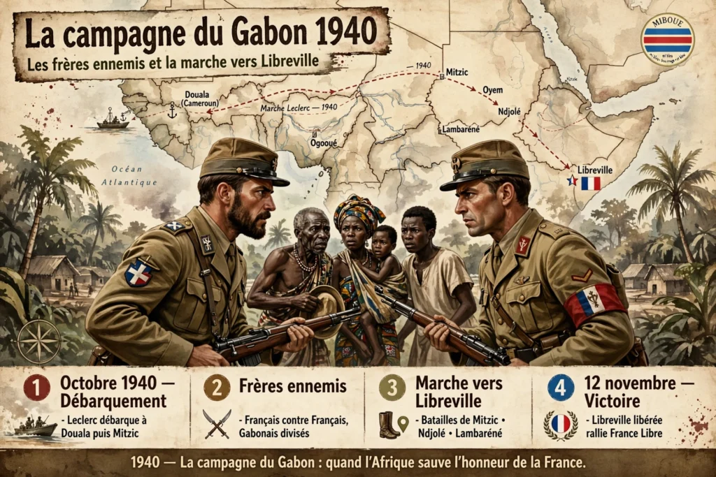 La campagne du Gabon (1940) : Les frères ennemis et la marche vers Libreville